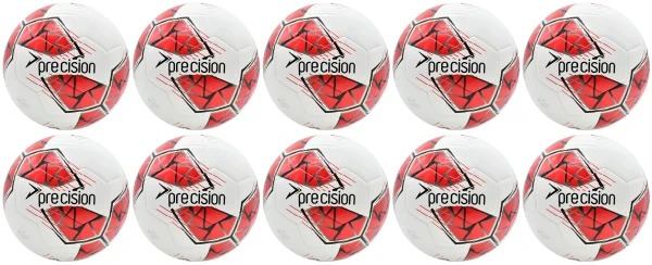 10 Multi-Buy Precision Fusion FIFA Basic Training Ball - White/Red - Size 3