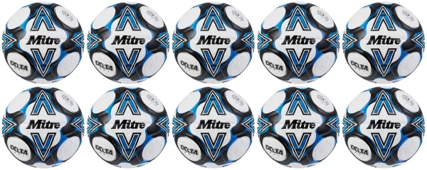 10 Multi-Buy Mitre Delta One 24 Footballs White/Black/Blue - Size 5