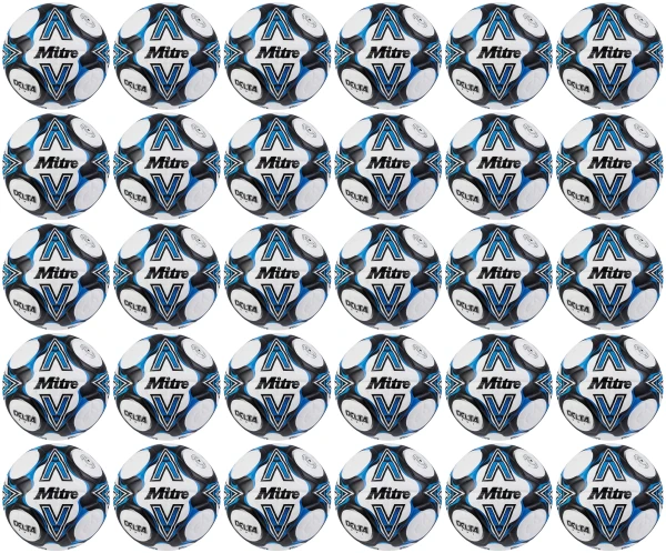 30 Multi-Buy Mitre Delta One 24 Footballs White/Black/Blue - Size 4