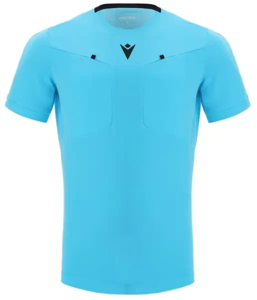 Macron Frisk Referee Shirt - Neon Sky Blue / Black