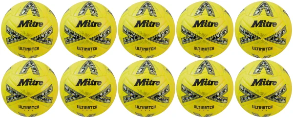 10 Multi-Buy Mitre Ultimatch Evo 24 Football - Yellow/Gold - Size 5