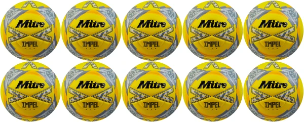 10 Multi-Buy Mitre Impel Evo 24 Football - Yellow/Black/Grey - Size 3