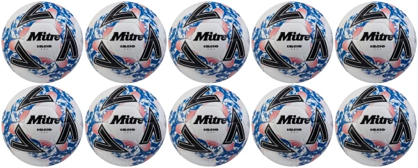 10 Multi-Buy Mitre Calcio One 24 Footballs White/Black/Blue - Size 4