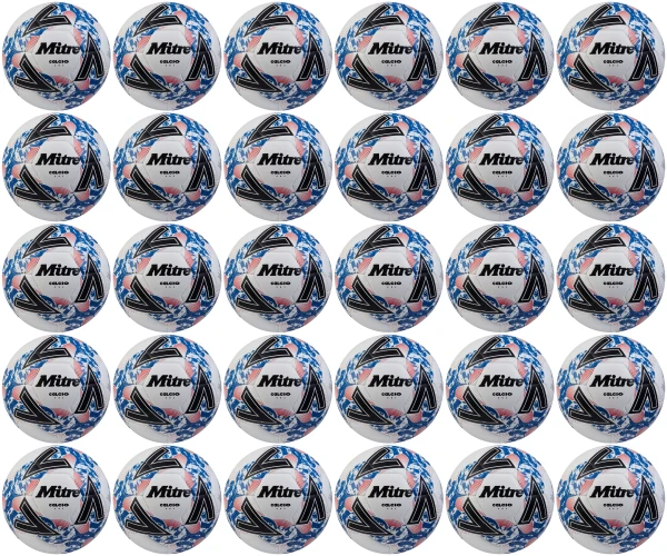 30 Multi-Buy Mitre Calcio One 24 Footballs White/Black/Blue - Size 3