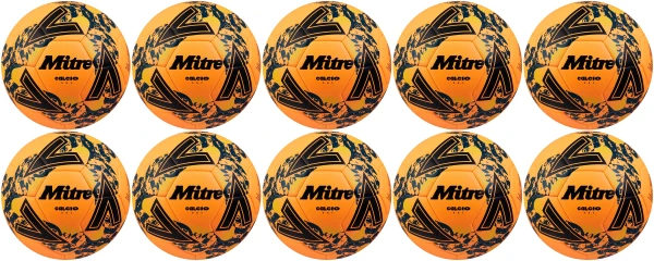 10 Multi-Buy Mitre Calcio One 24 Footballs Orange/Black - Size 5