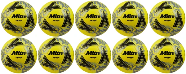 10 Multi-Buy Mitre Calcio One 24 Footballs Yellow/Black/Grey - Size 3