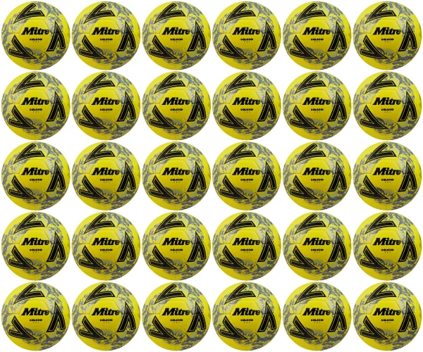 30 Multi-Buy Mitre Calcio One 24 Footballs Yellow/Black/Grey - Size 3