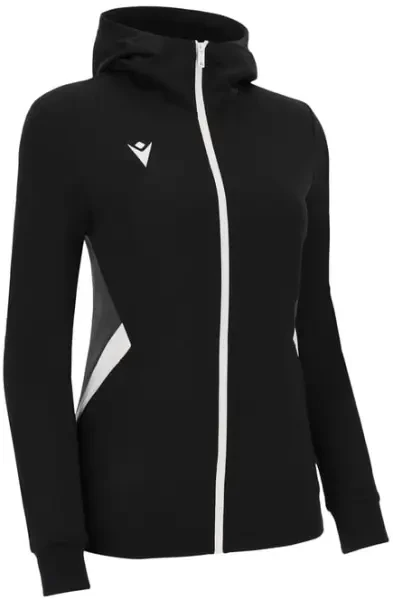 Macron Bastet Women's Full Zip Hooded Track Top - Black / White