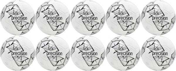 10 Multi-Buy Precision Fusion FIFA Basic Training Ball - White/Silver - Size 4