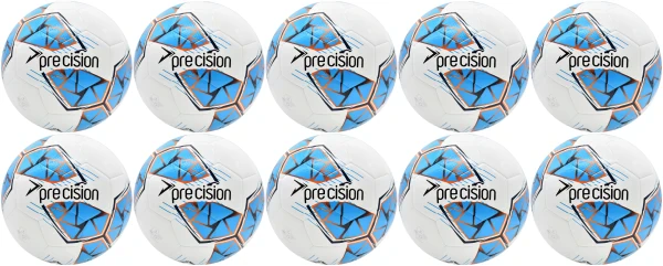 10 Multi-Buy Precision Fusion FIFA Basic Training Ball - White/Cyan - Size 3