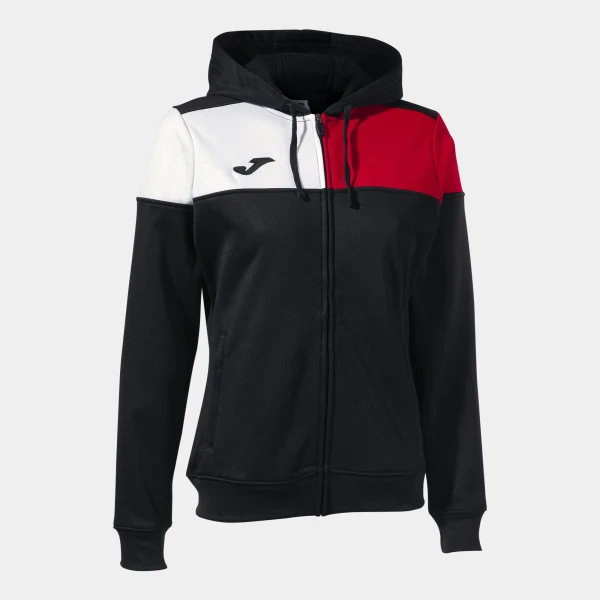 Joma Crew V Full Zip Women's Hoodie - Black / Red / White