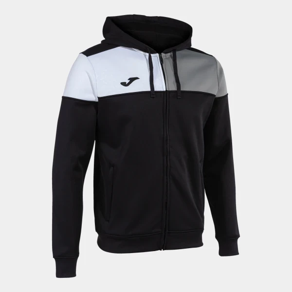 Joma Crew V Zip-Up Hoodie - Black / Grey / White