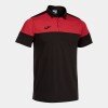 Joma Crew V Polo Shirt- Black / Red