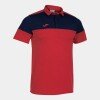 Joma Crew V Polo Shirt- Red / Navy