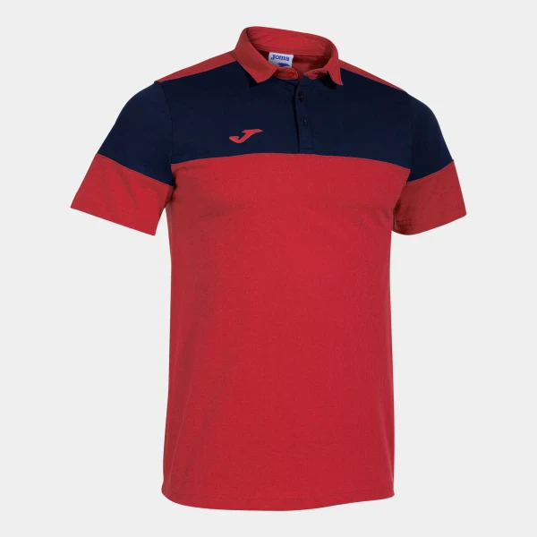 Joma Crew V Polo Shirt- Red / Navy