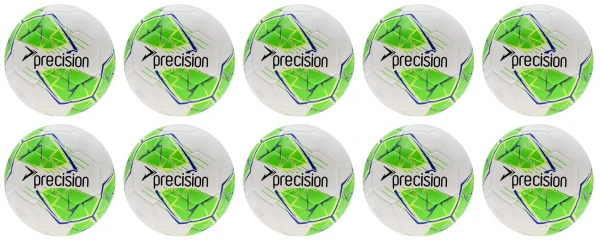 10 Multi-Buy Precision Fusion Sala Futsal Ball 2024 -White/Green - Size 3