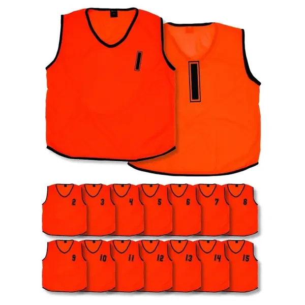 Precision Mesh Numbered Bibs (1-15) - Fluor Orange - Adult (End of Line)