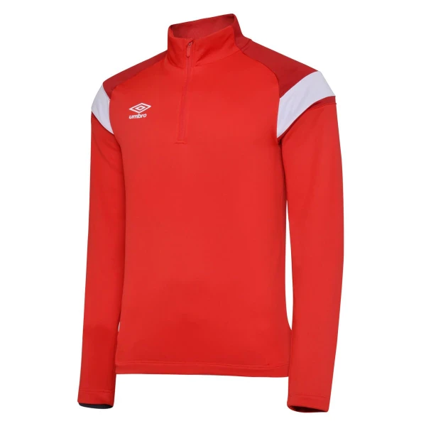 Umbro Half Zip Top Junior - Vermillion / Chili Pepper / Brilliant White