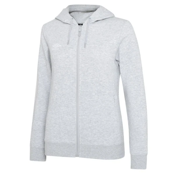 Umbro Club Leisure Women's ZT Hoody - Grey Marl / White