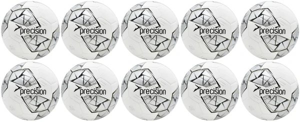 10 Multi-Buy Precision Fusion FIFA Basic Training Ball - White/Silver - Size 3