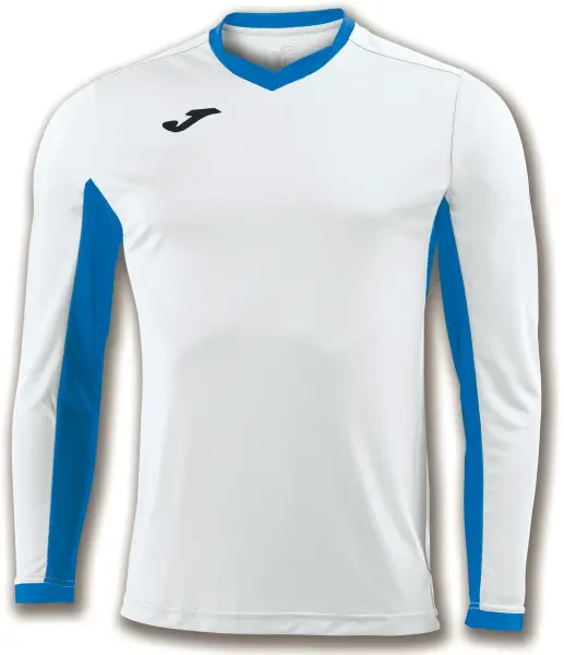 Joma Long Sleeve Championship IV Shirt - White/Royal - 4XS-3XS (end of line)